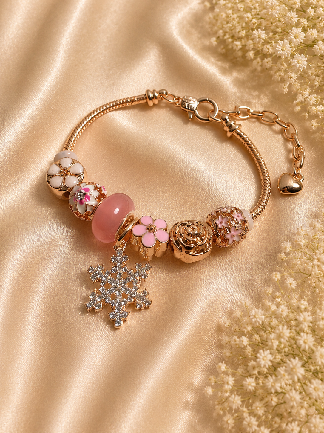 Blush Snowflake Charm Bracelet